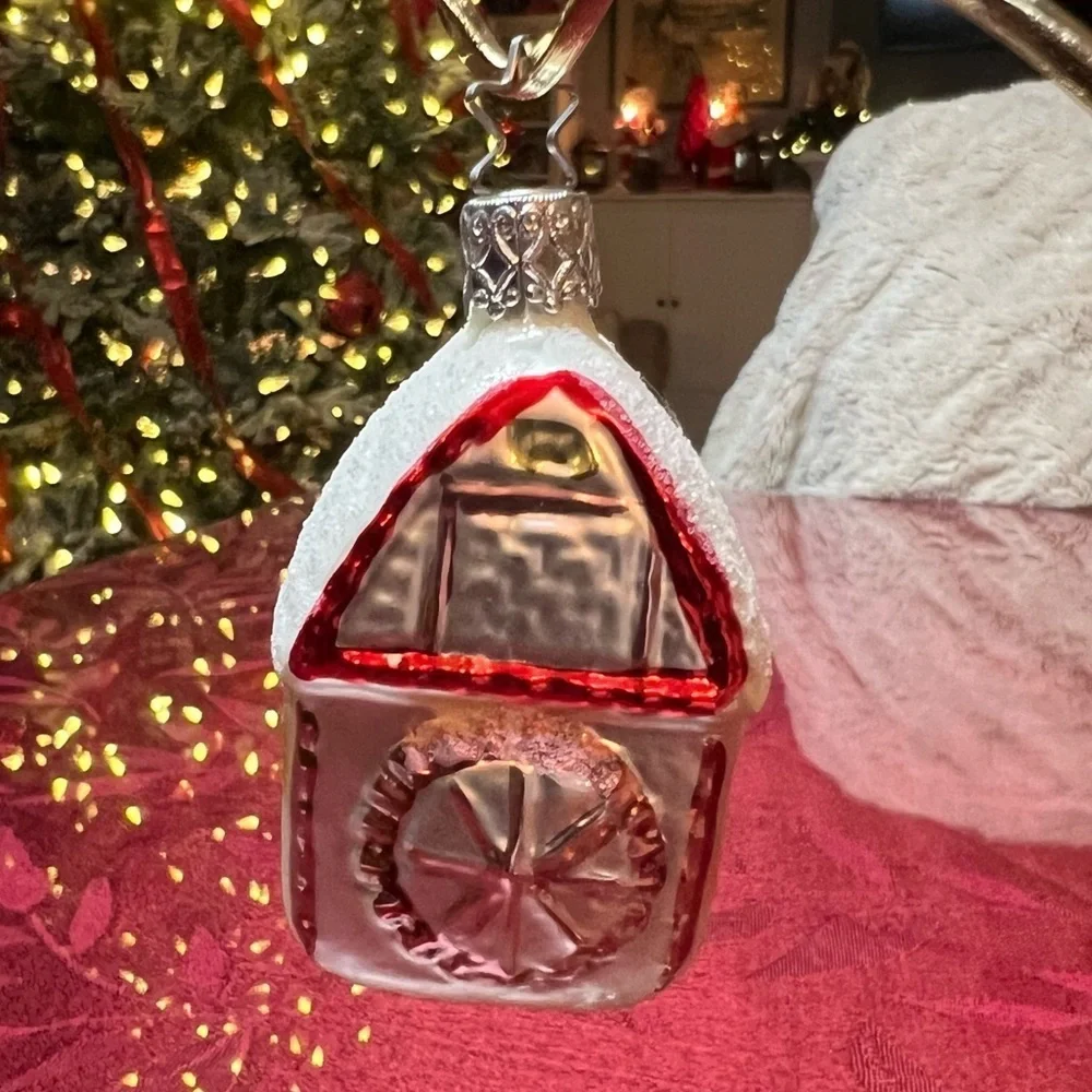 Vintage Ornament West Germany Blown Glass House Christmas Mercury Gingerbread